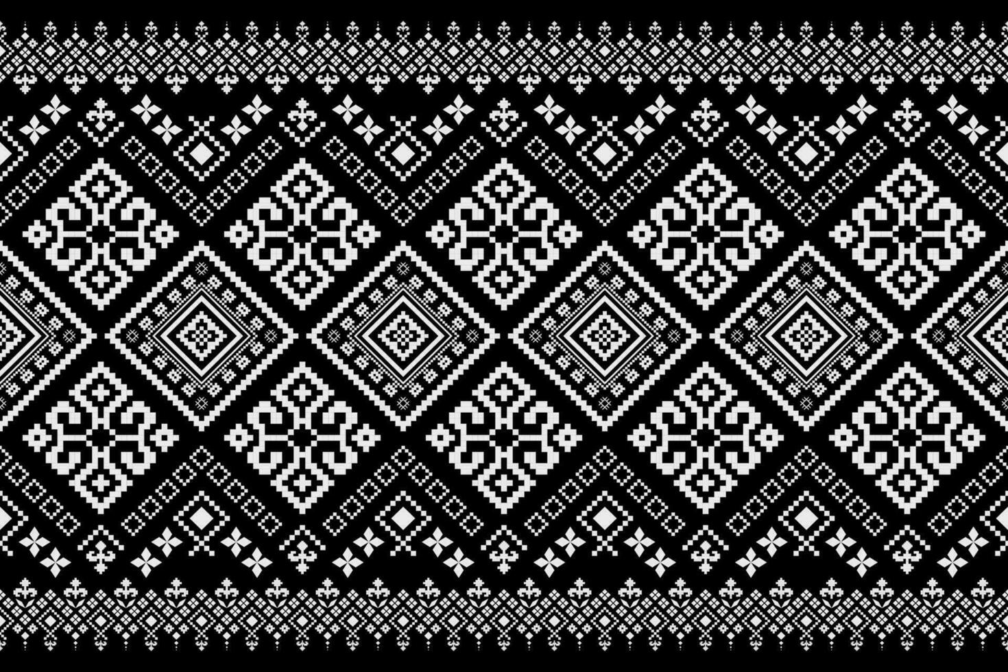 Nature vintages cross stitch traditional ethnic pattern paisley flower Ikat background abstract Aztec African Indonesian Indian seamless pattern for fabric print cloth dress carpet curtains and sarong vector