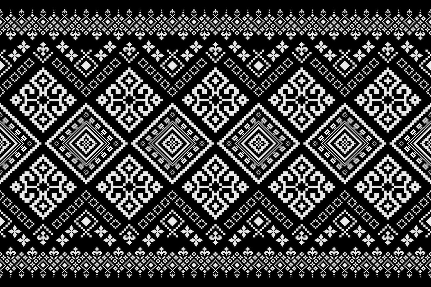 Nature vintages cross stitch traditional ethnic pattern paisley flower Ikat background abstract Aztec African Indonesian Indian seamless pattern for fabric print cloth dress carpet curtains and sarong vector