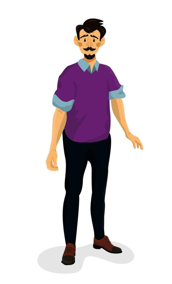 Vector illustration of man character on a white isolated background.