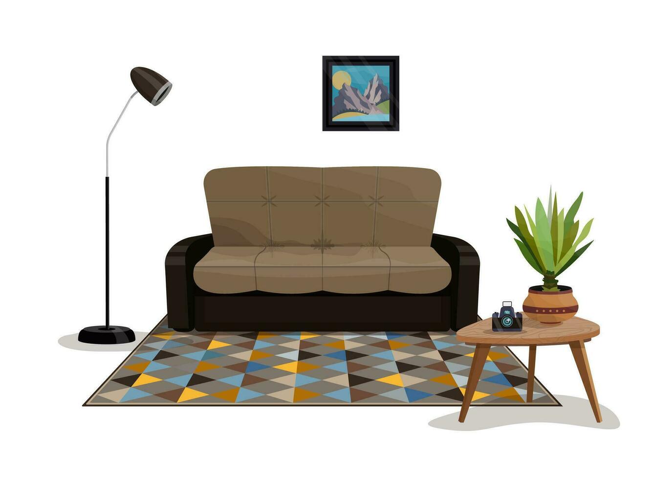 vector ilustración de cómodo hogar interior en un plano o casa.