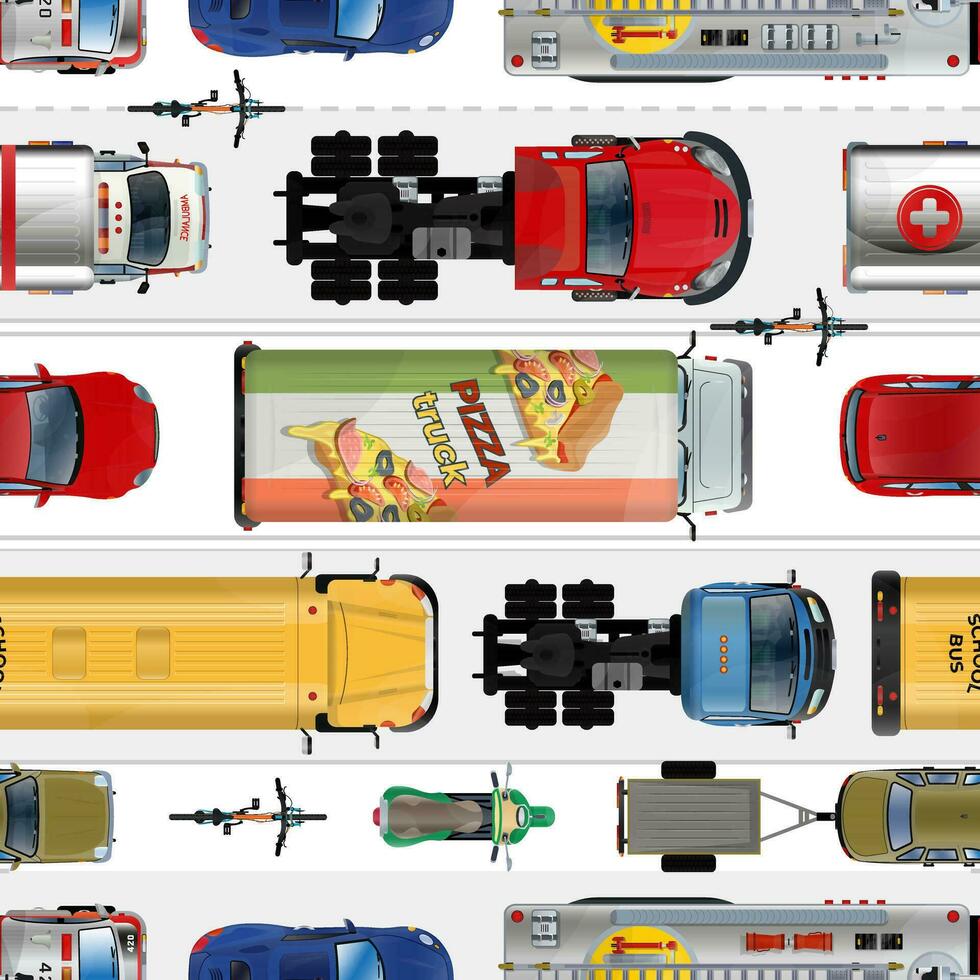 Vector Seamless Pattern with top view transport