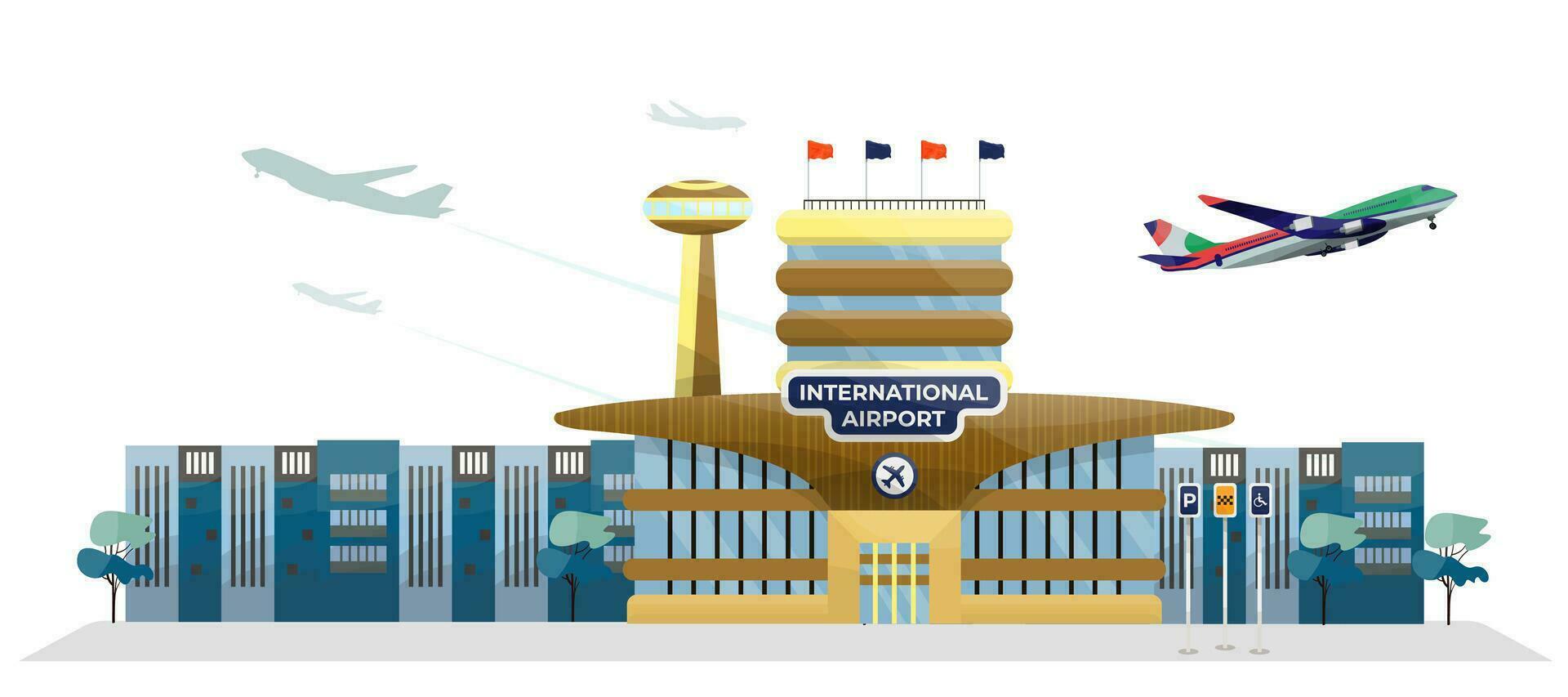 Vector concept of flat illustration of modern international airport.