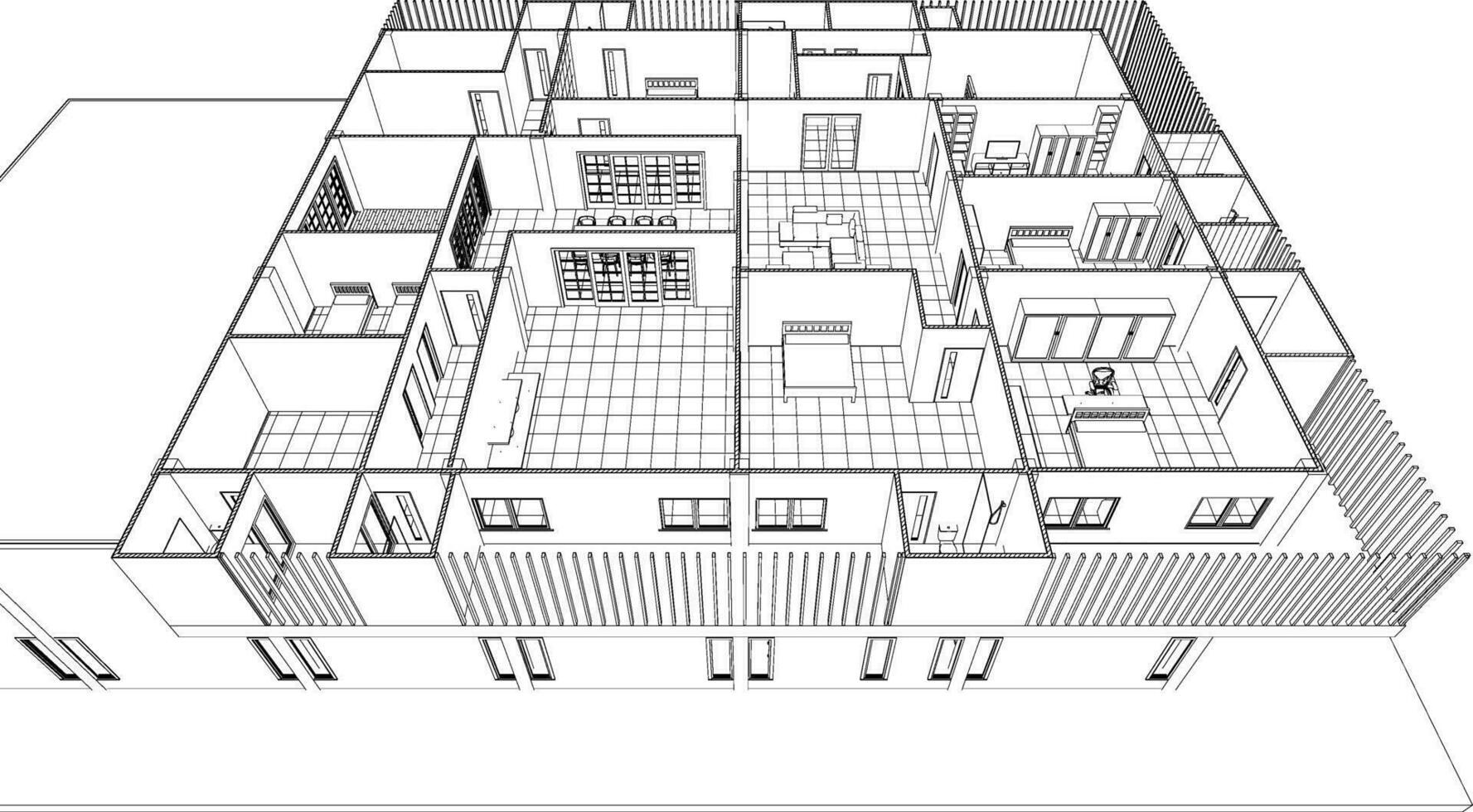 Ilustración 3D del proyecto de construcción vector