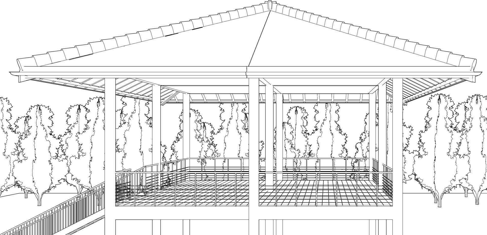 Ilustración 3D del proyecto de construcción vector