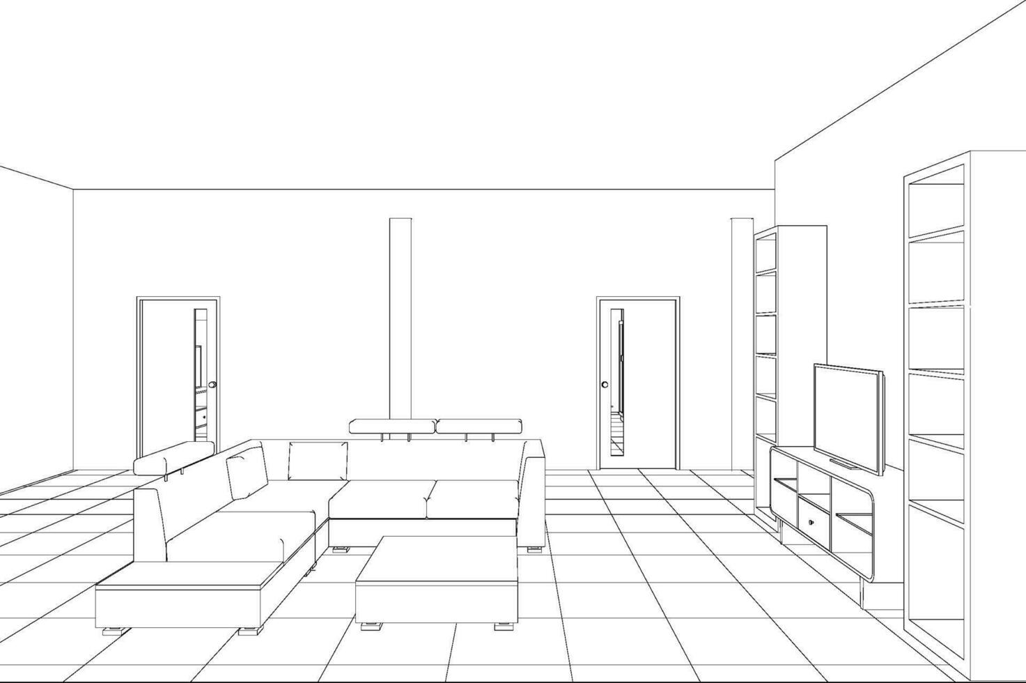 Ilustración 3D del proyecto de construcción vector