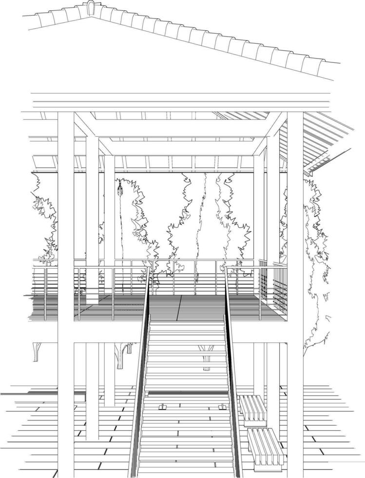 Ilustración 3D del proyecto de construcción vector