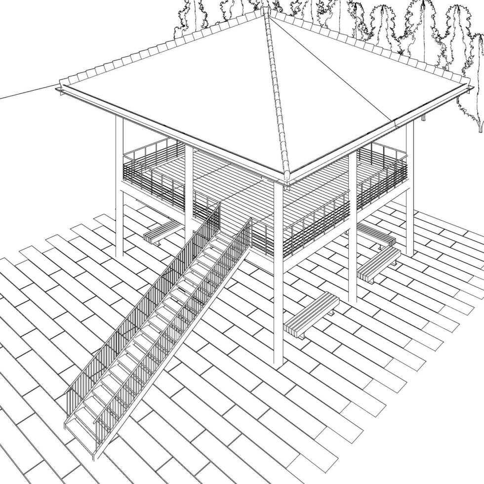 Ilustración 3D del proyecto de construcción vector