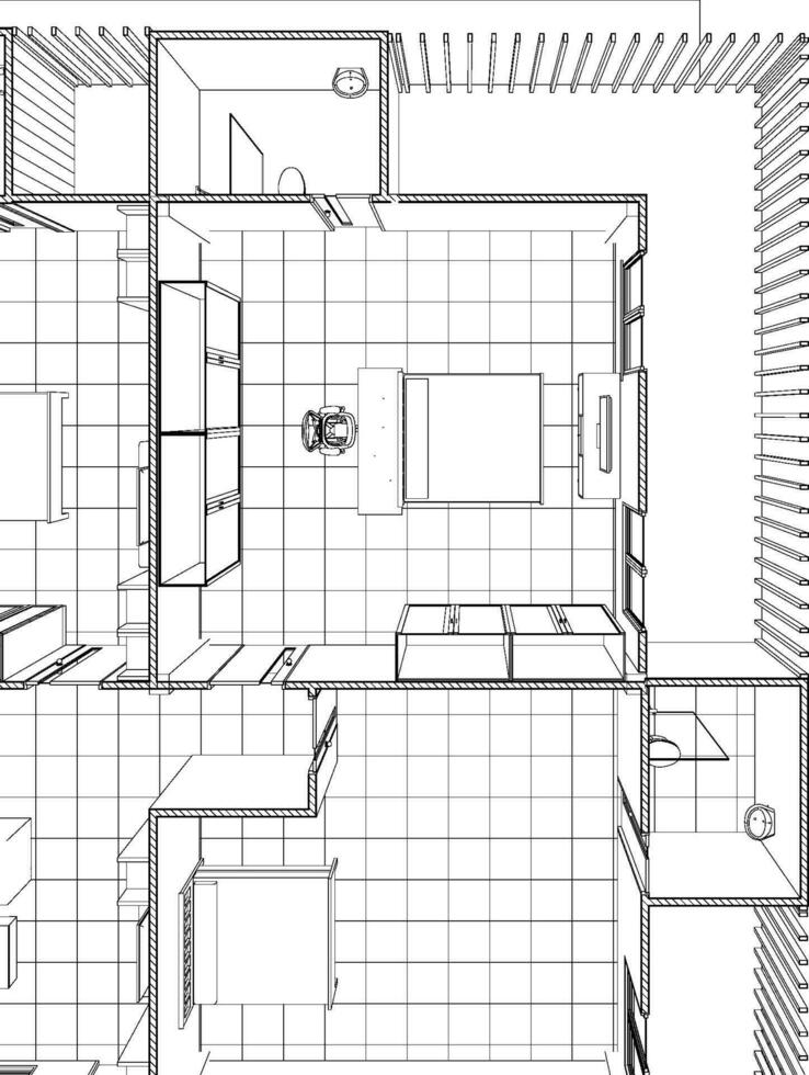 3D illustration of building project vector