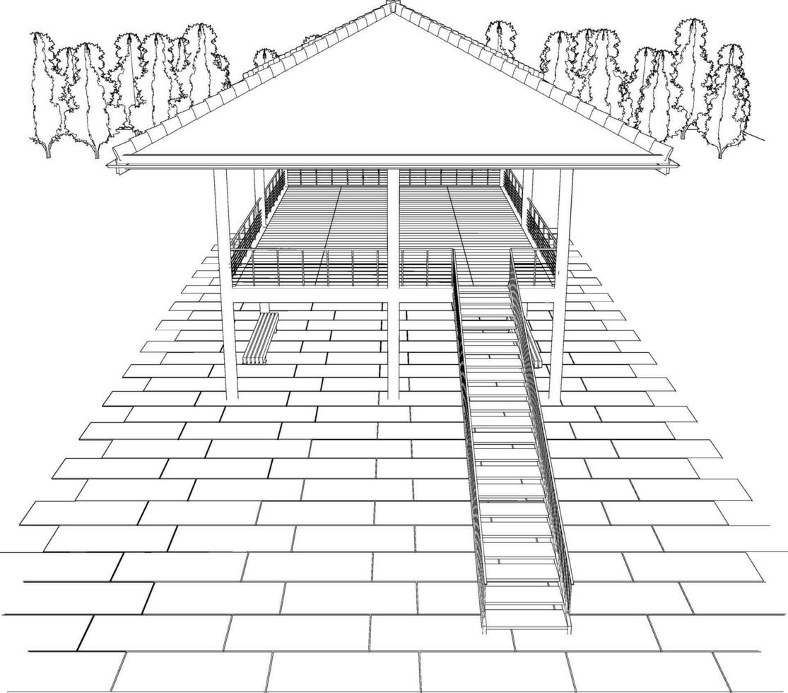 Ilustración 3D del proyecto de construcción vector