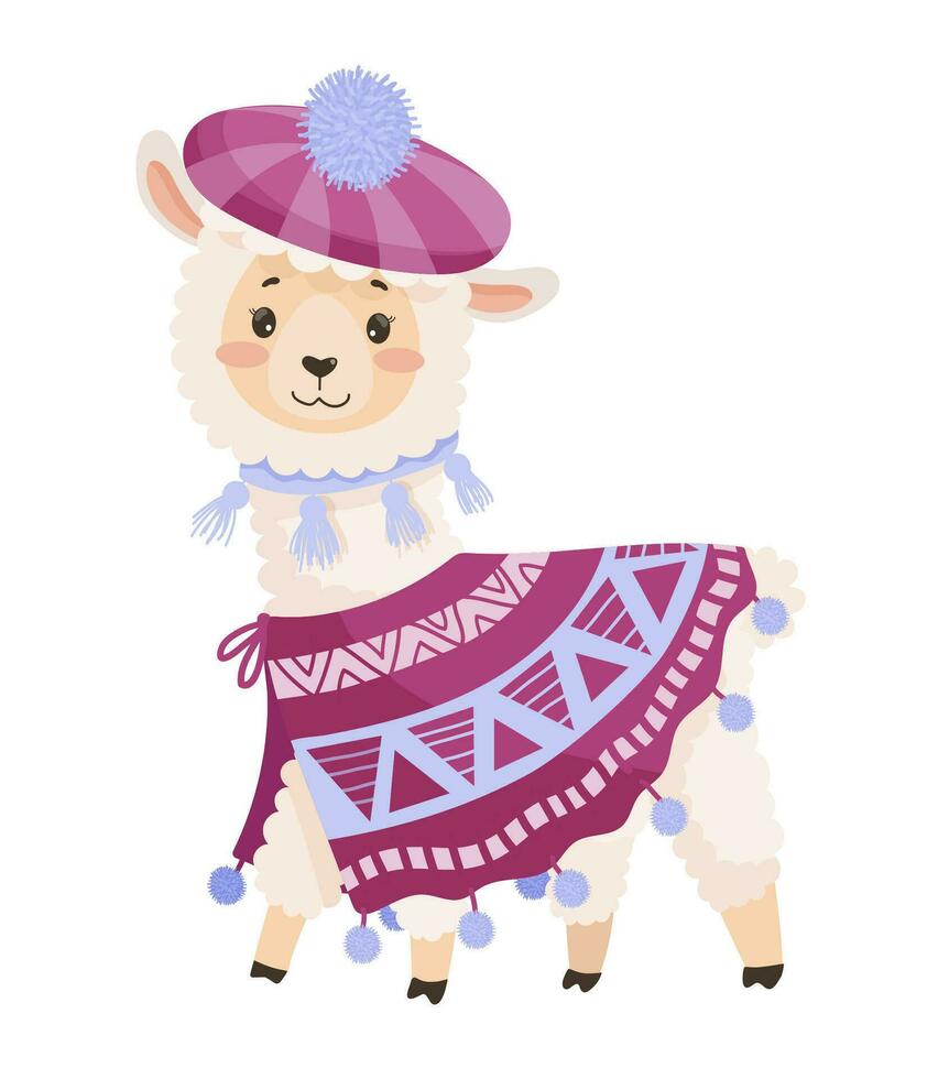 Illustration of a cute Llama vector