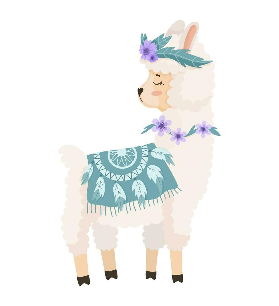 Illustration of a cute Llama vector