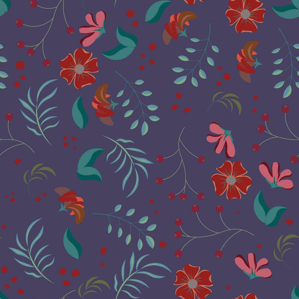 mano plana abstracta dibujar fondo de patrón floral. vector. vector