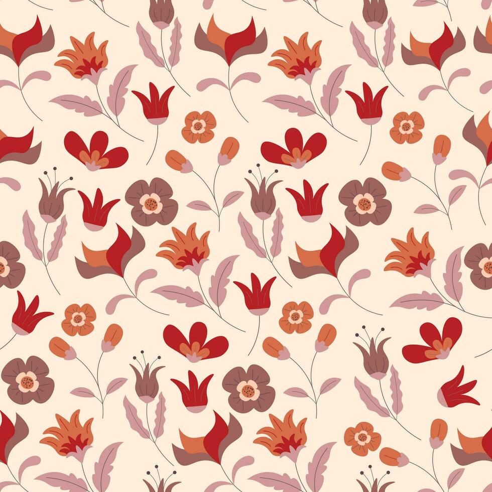 Abstract flat hand draw floral pattern background. Vector. vector