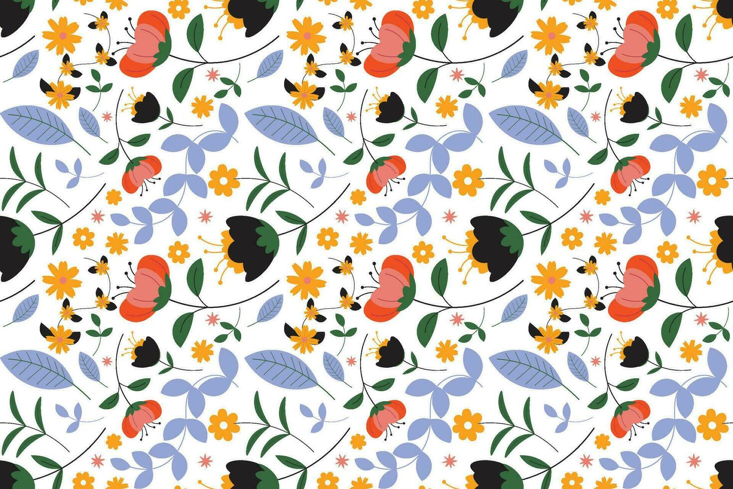 Abstract flat hand draw floral pattern background. Vector. vector