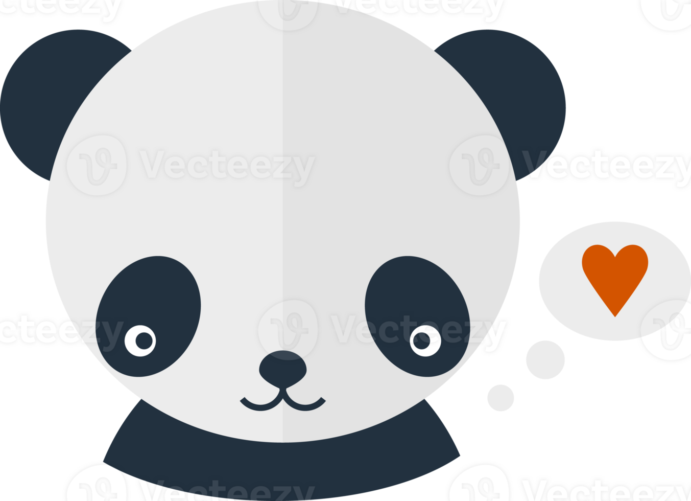Color avatar panda head in love with heart png