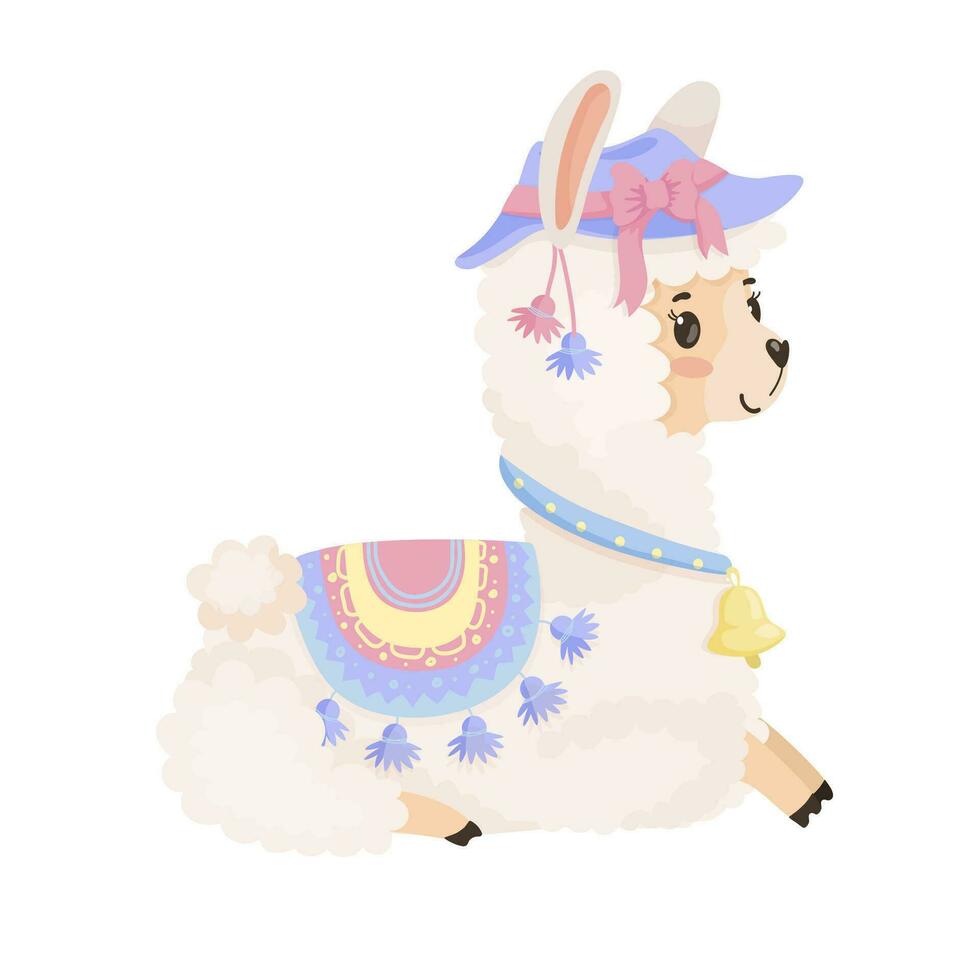 Illustration of a cute Llama vector