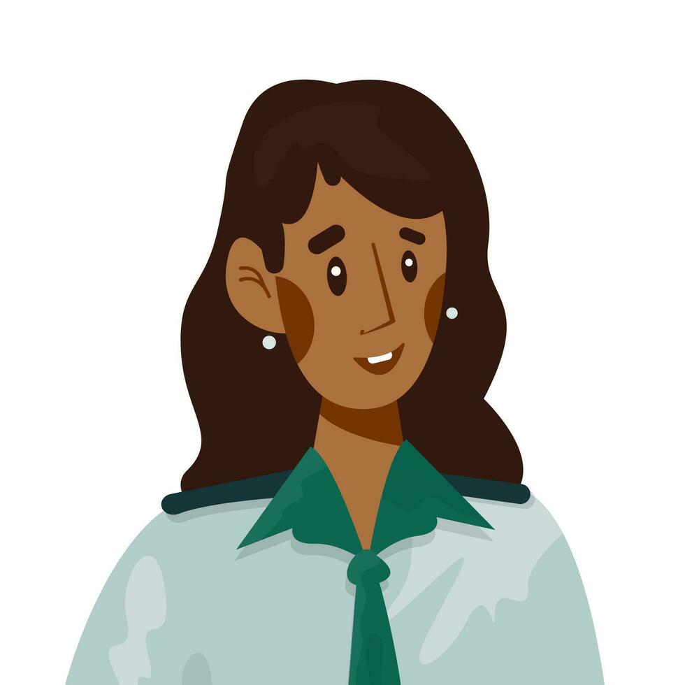 Vector flat illustration of avatar of stewardess, policeman or security control woman.