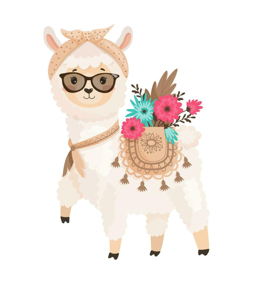 Illustration of a cute Llama vector