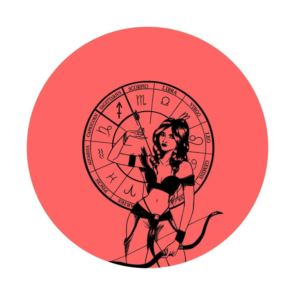 vector monocromo símbolo o icono con astrológico firmar y romántico belleza mujer. zodíaco Arte.