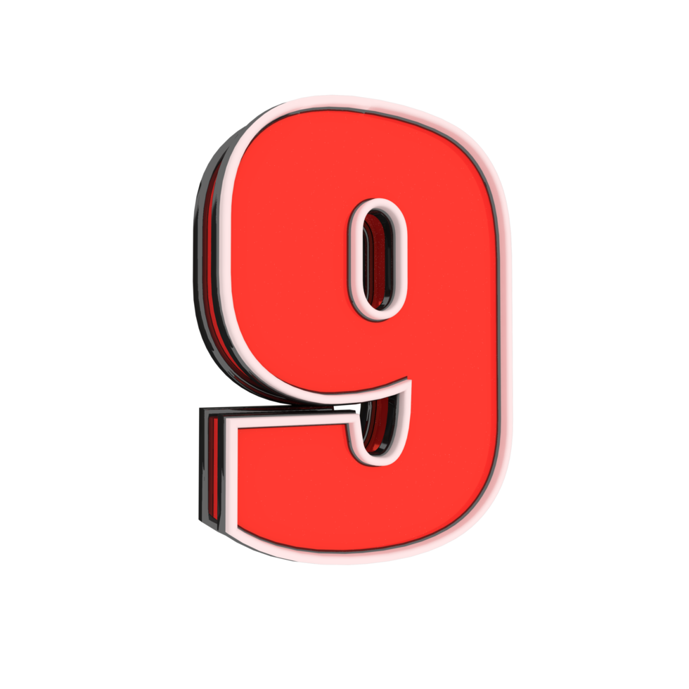 Free PNG number 0 to 9 3d style color red