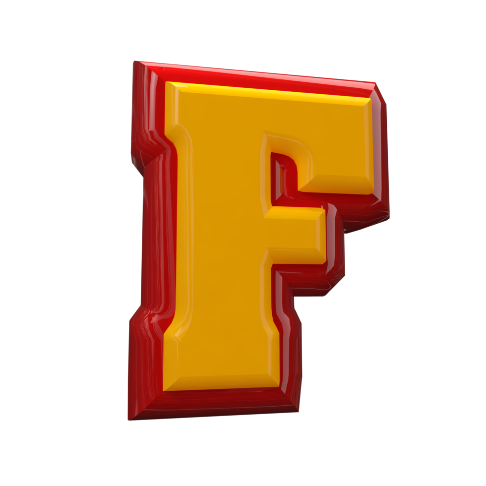 Text A to Z 3d style with color red png
