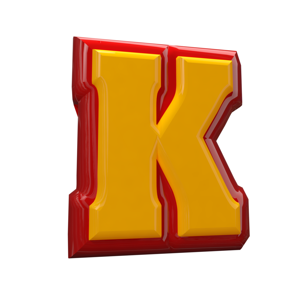 Text A to Z 3d style with color red png