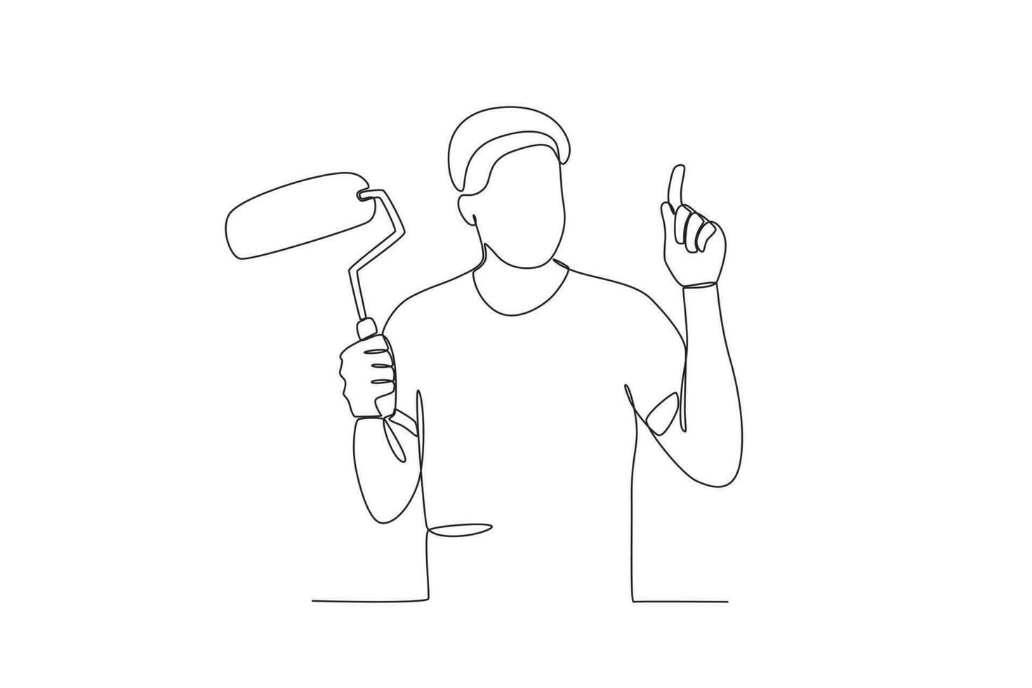 A man holding a paint roller vector