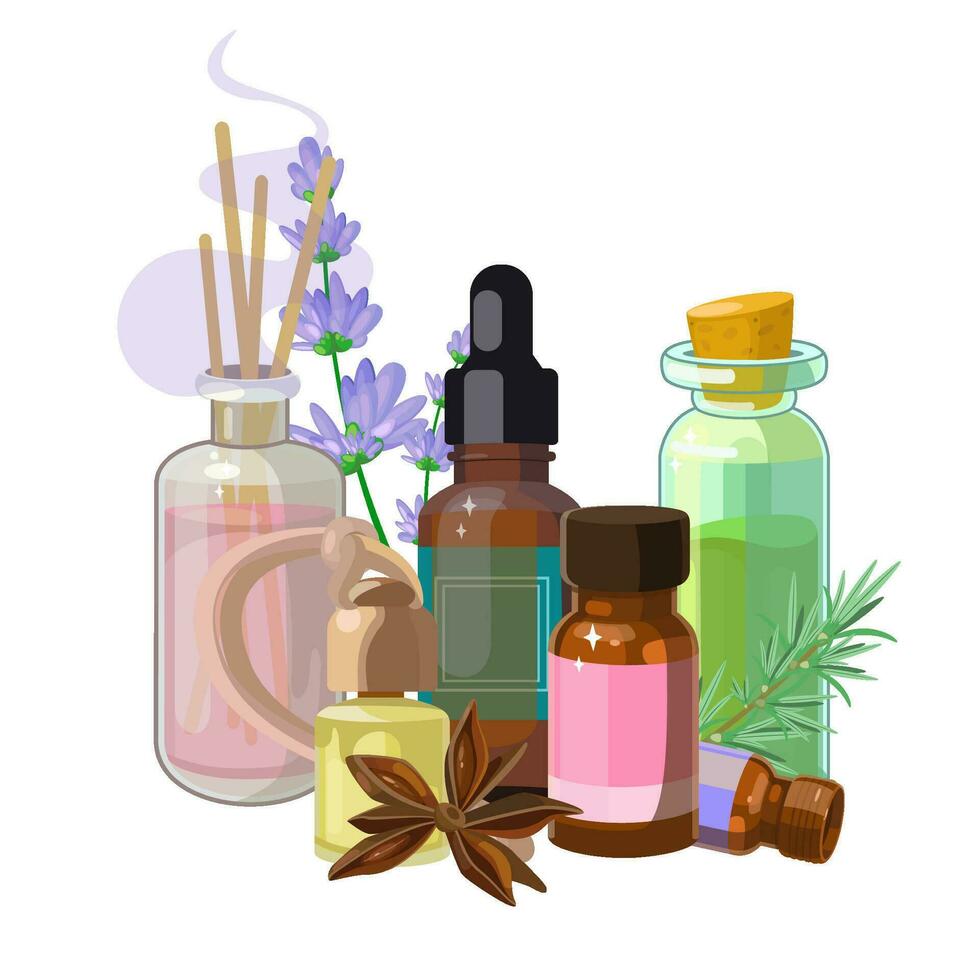 ilustración de aroma y spa accesorios vector