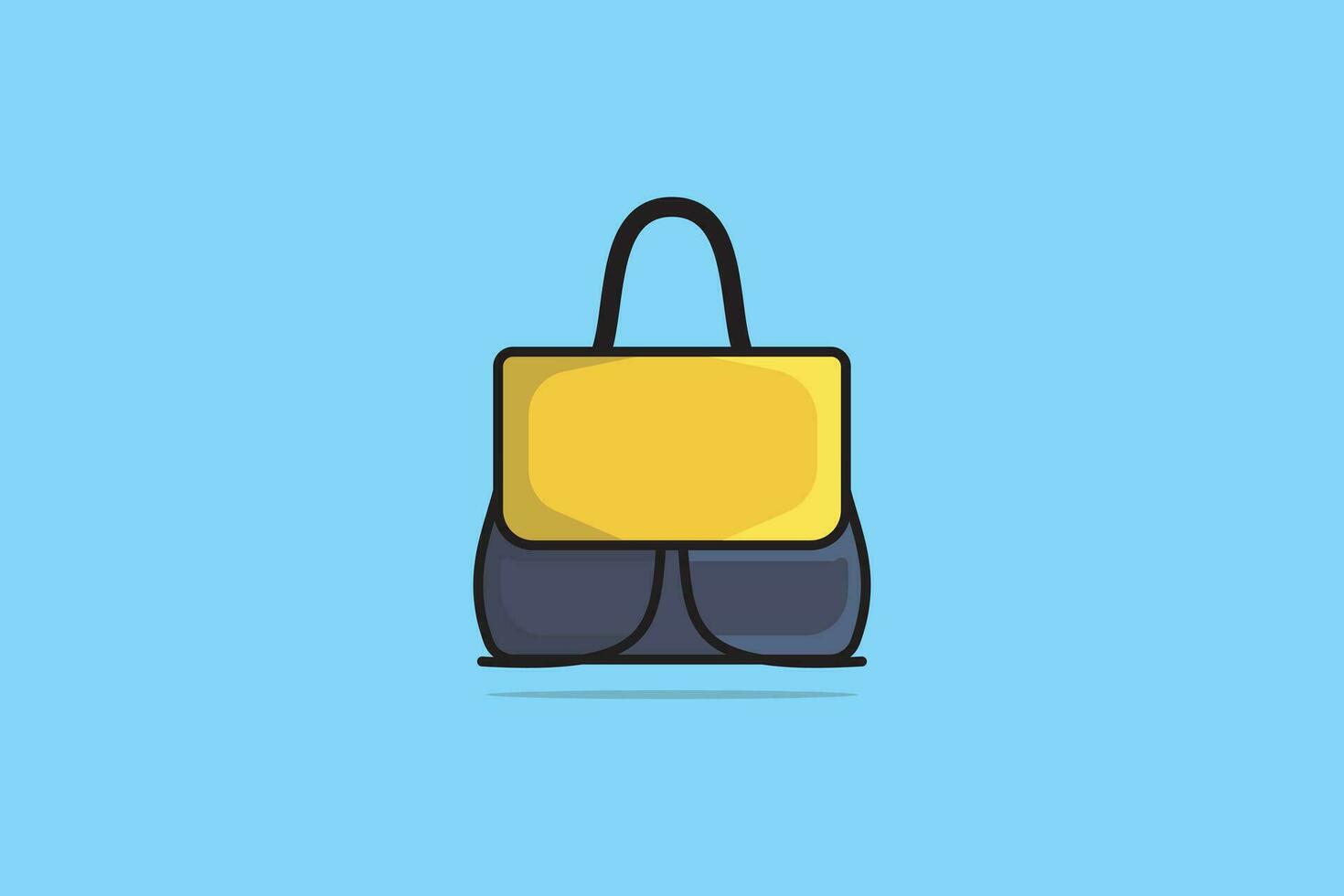 Woman Fashion Handbag with black handle vector illustration. Beauty fashion objects icon concept. Glossy bright yellow and grey woman bag design for fashion.