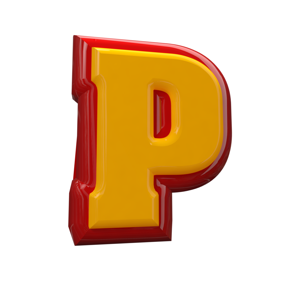 Text A to Z 3d style with color red png
