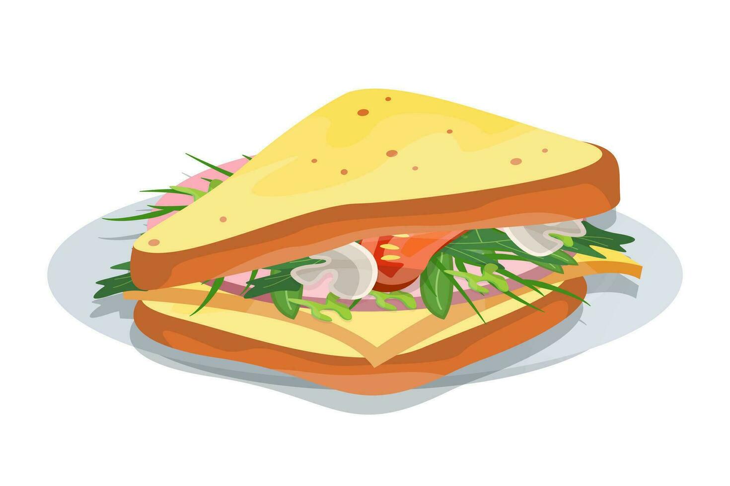 Vector illustration of American sandwich on white isolated background.