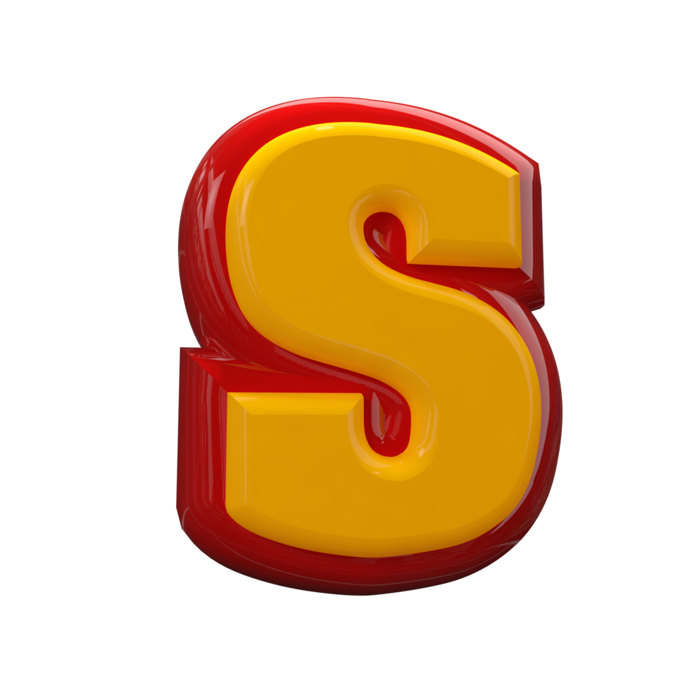 Text A to Z 3d style with color red png