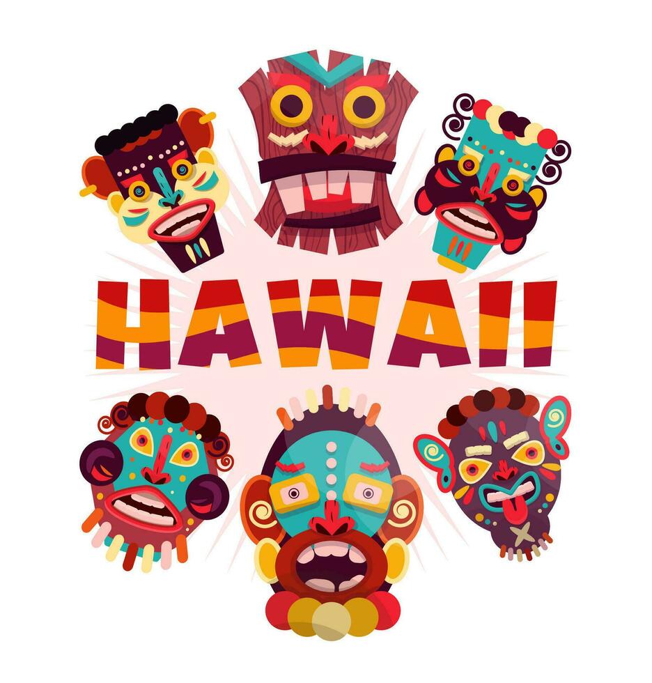 Hawai bandera con mascaras vector