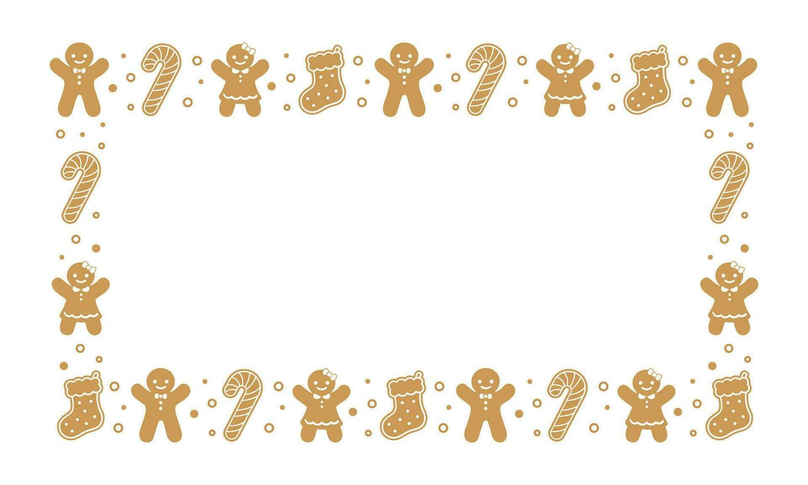 rectángulo pan de jengibre galletas marco borde, Navidad invierno fiesta gráficos. hecho en casa dulces patrón, tarjeta y social medios de comunicación enviar modelo en blanco antecedentes. aislado vector ilustración.