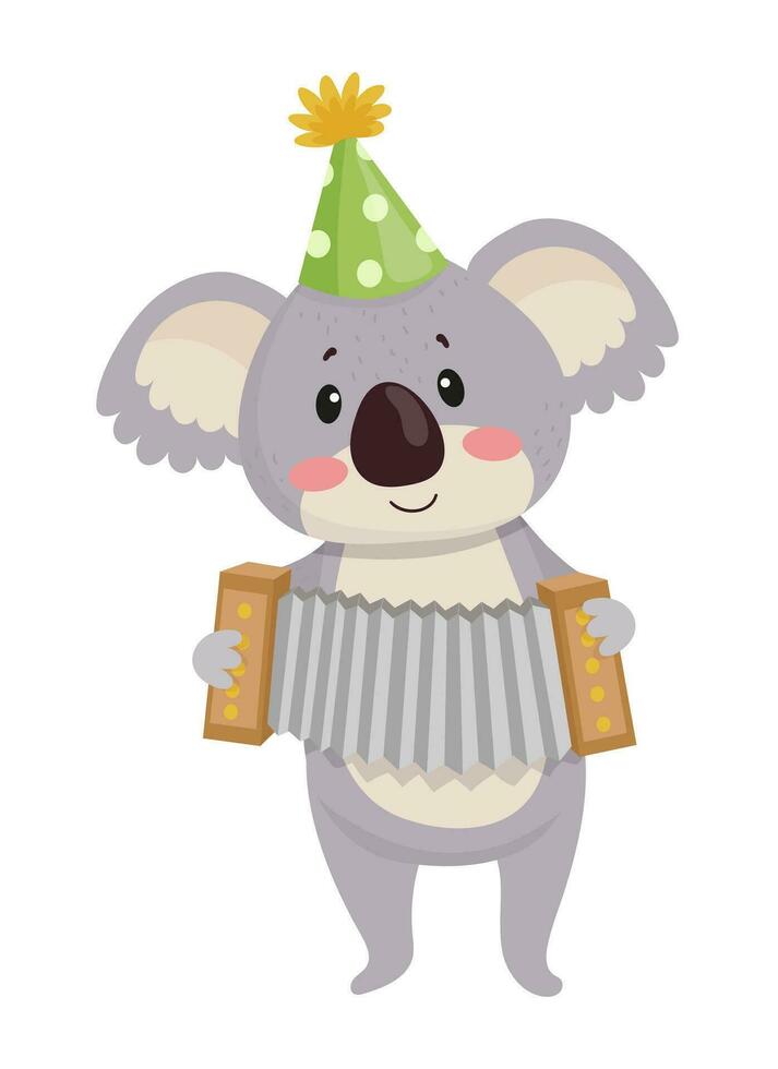 Illustration of a koala playing a accordion vector
