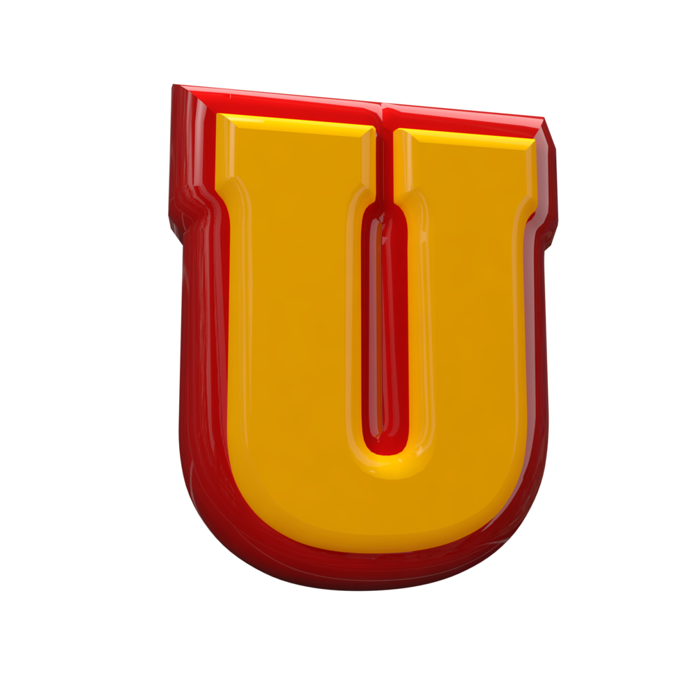 Text A to Z 3d style with color red png