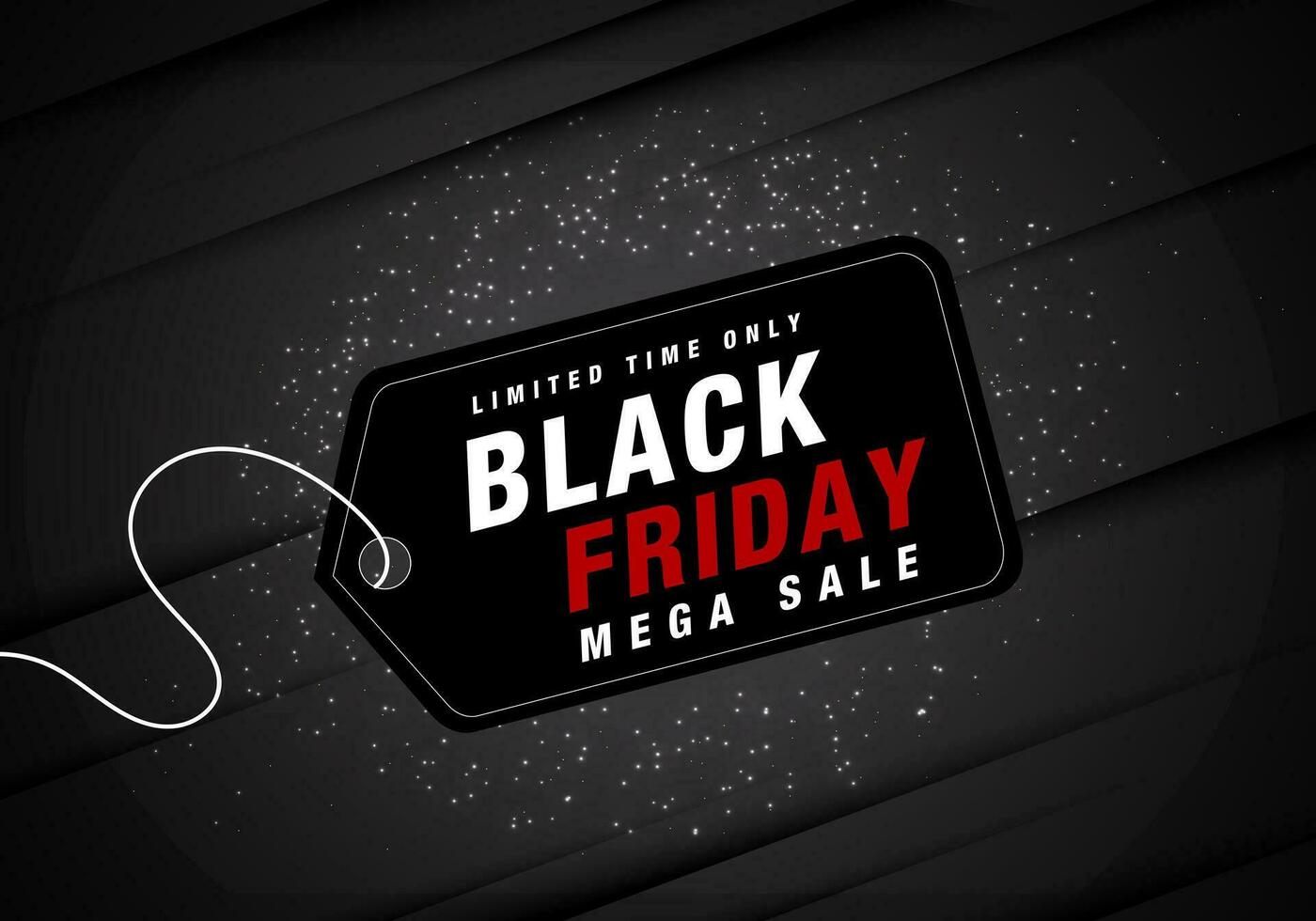 Realistic Black Friday with hang tags and glitter background vector