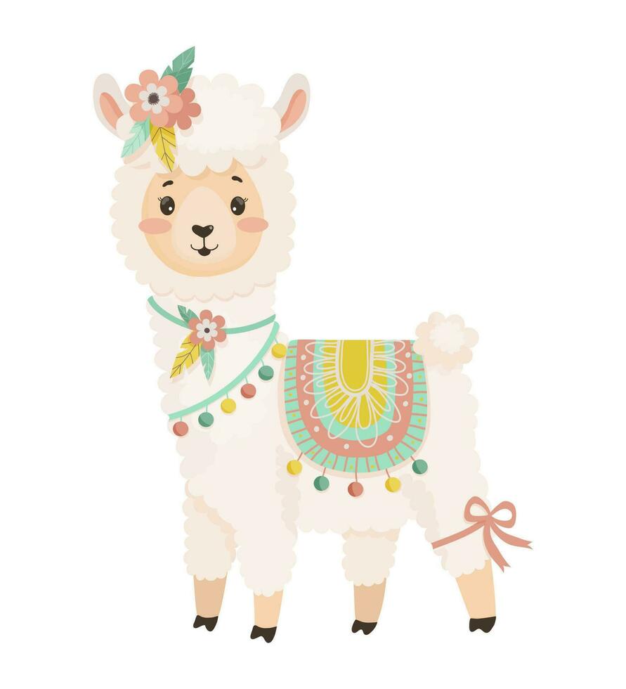Illustration of a cute Llama vector