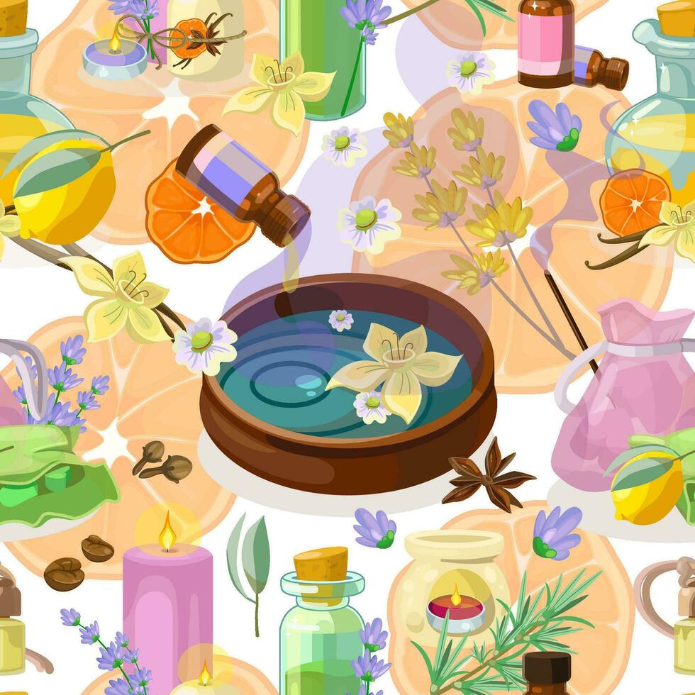 Seamless pattern with aroma accessories vector