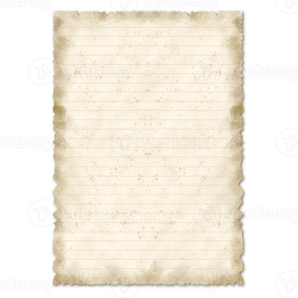 old paper with a border on transparent background. png