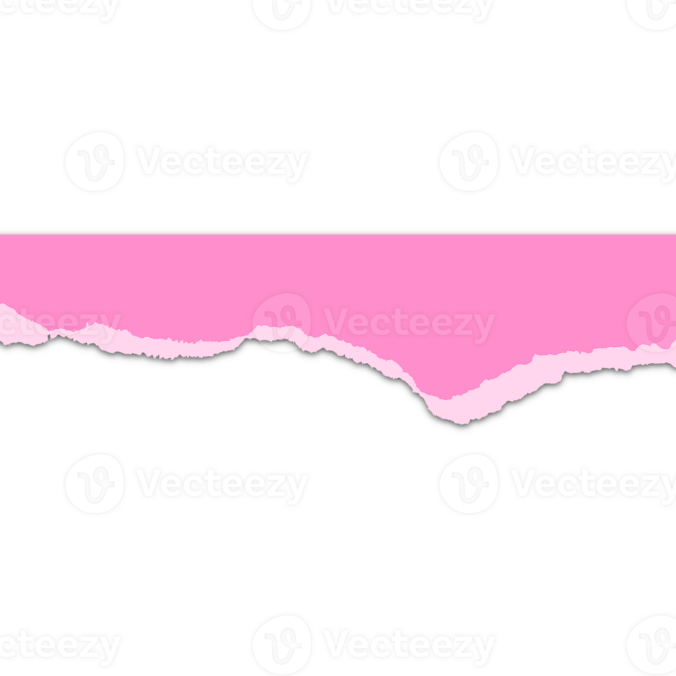 Pink torn paper with transparent background. png