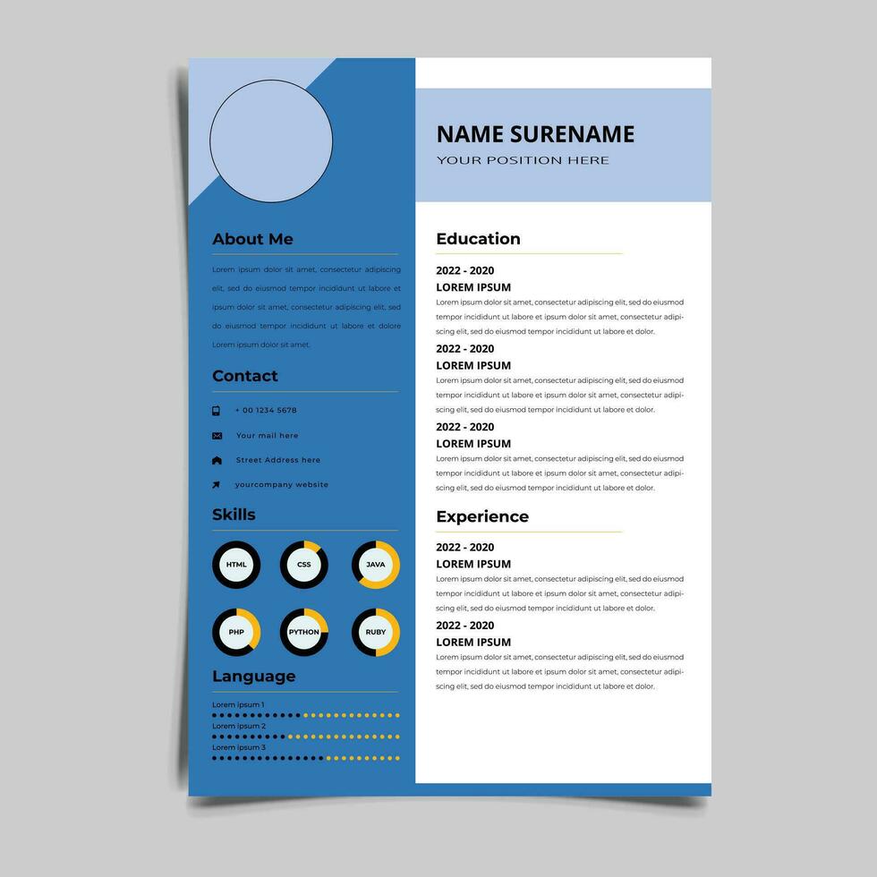 Professional Resume CV vector Graphic Templates