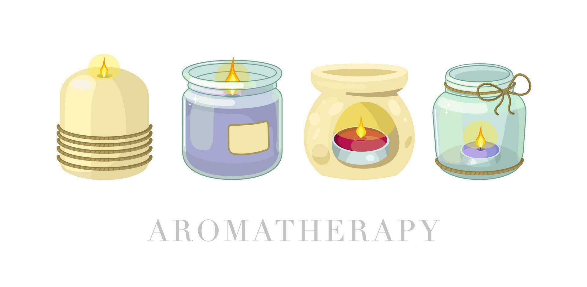 colección de ilustración de aromático velas vector