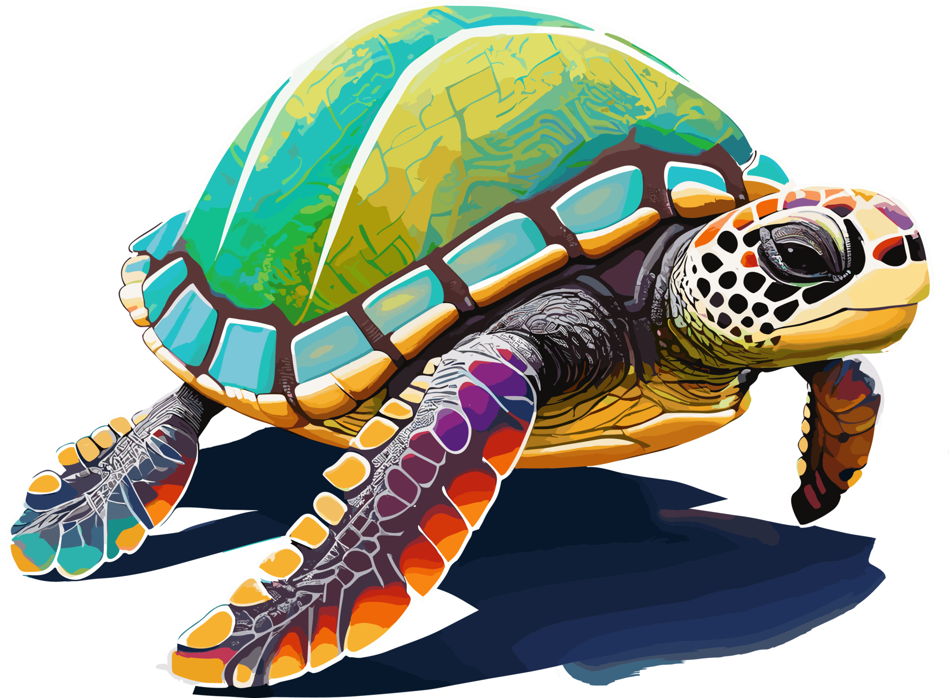 a colorful cute sea turtle , no background , ai generated 32046905 PNG