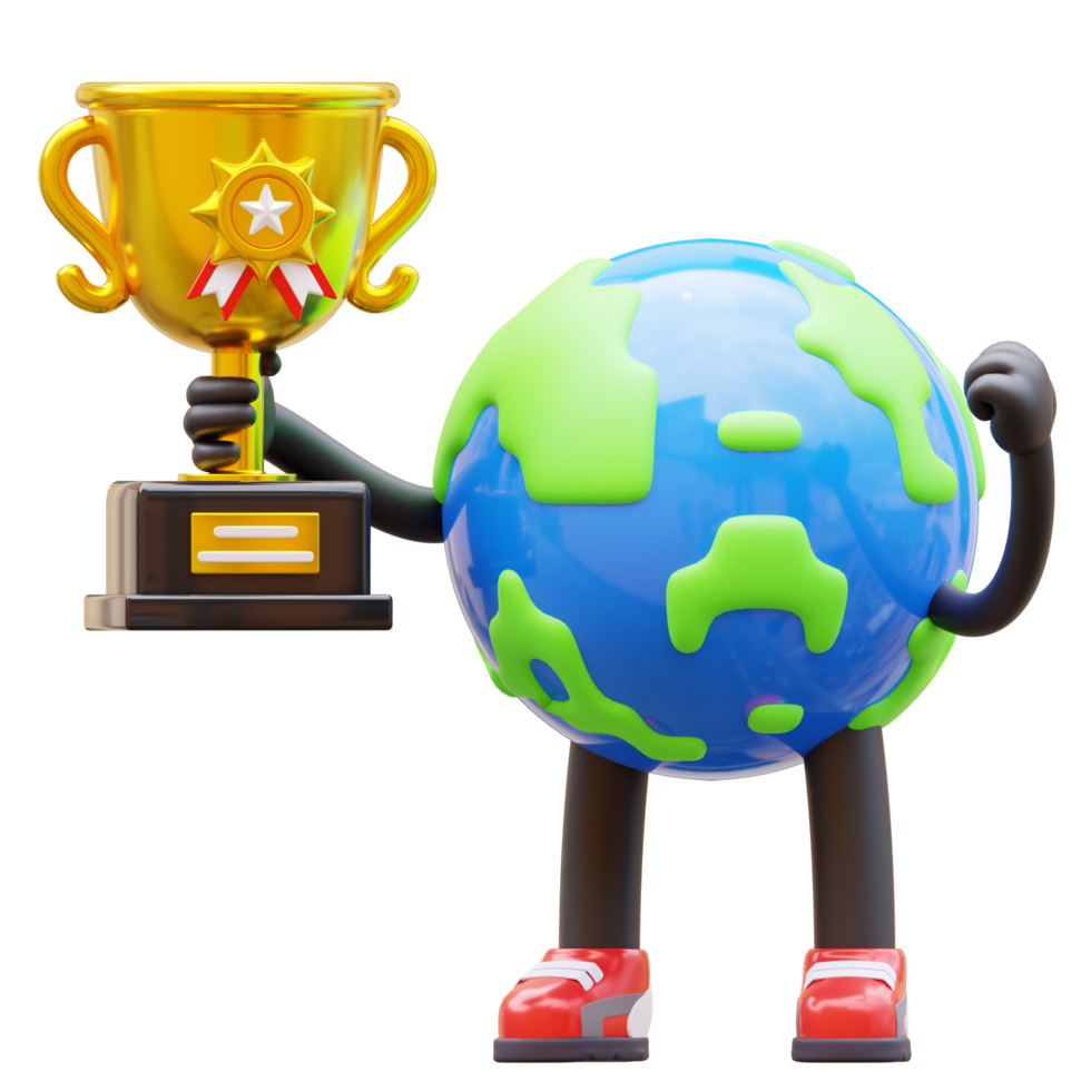 3d Terre personnage en portant trophée png