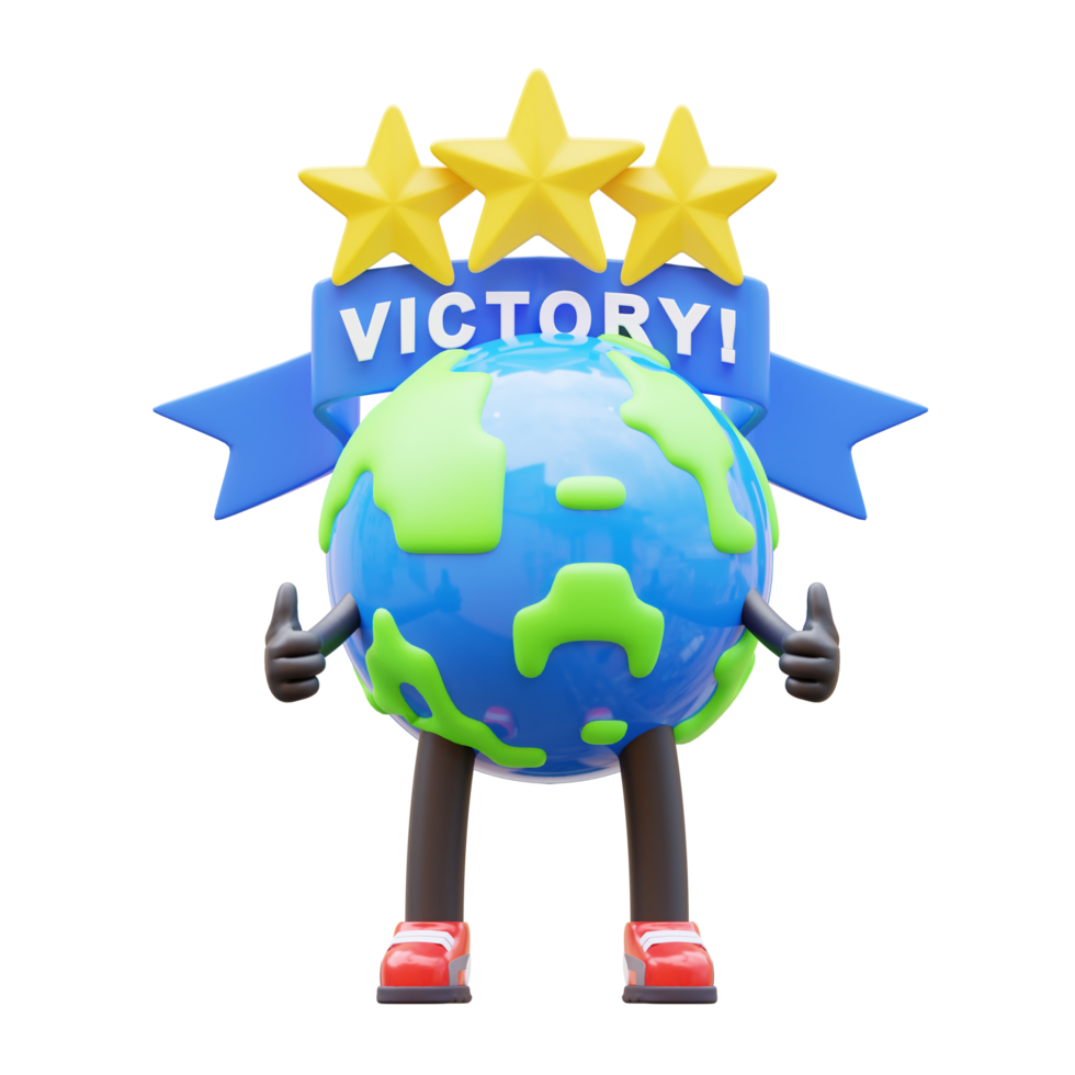 3D Earth Character Winner and Earn Stars png