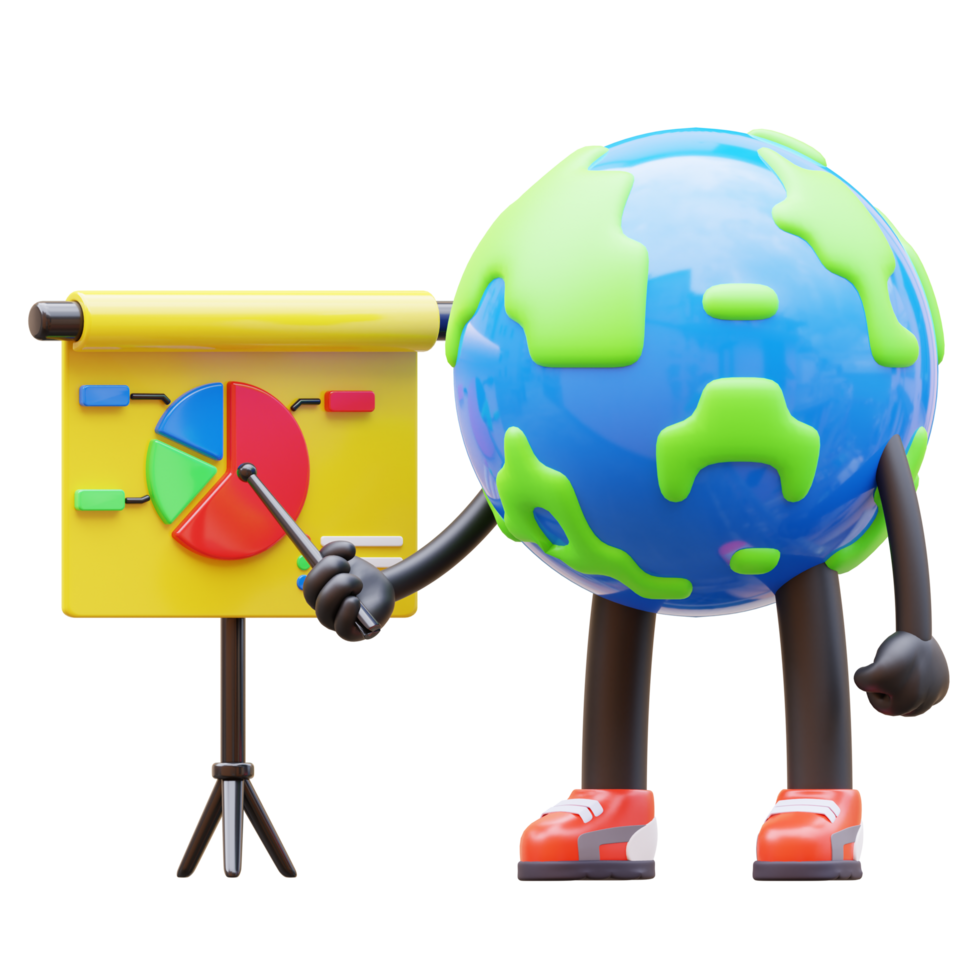 3D Earth Character doing Presentation png