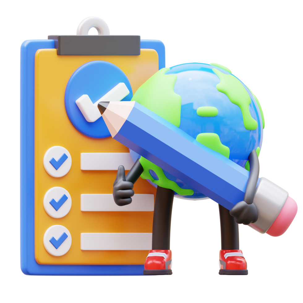 3D Earth Character Write Job List png