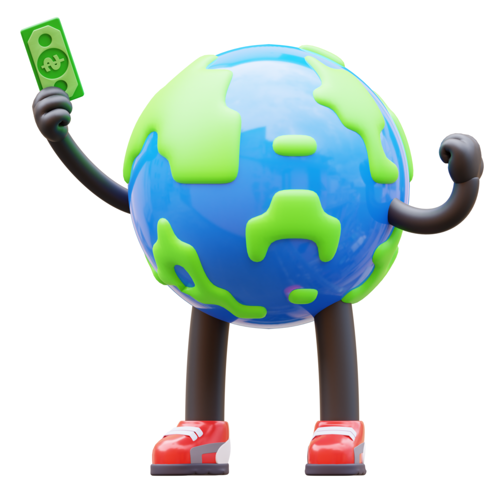 3D Earth Character Get Money png