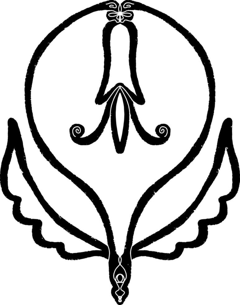 a black and white drawing of a bell with wings vector